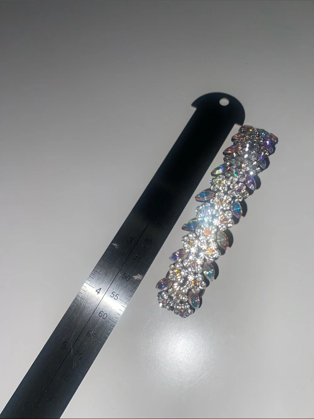 Crystal Embellished Hair Barrette - Iridescent and Black Metal Hair Pin Clip - Picture 5 of 5